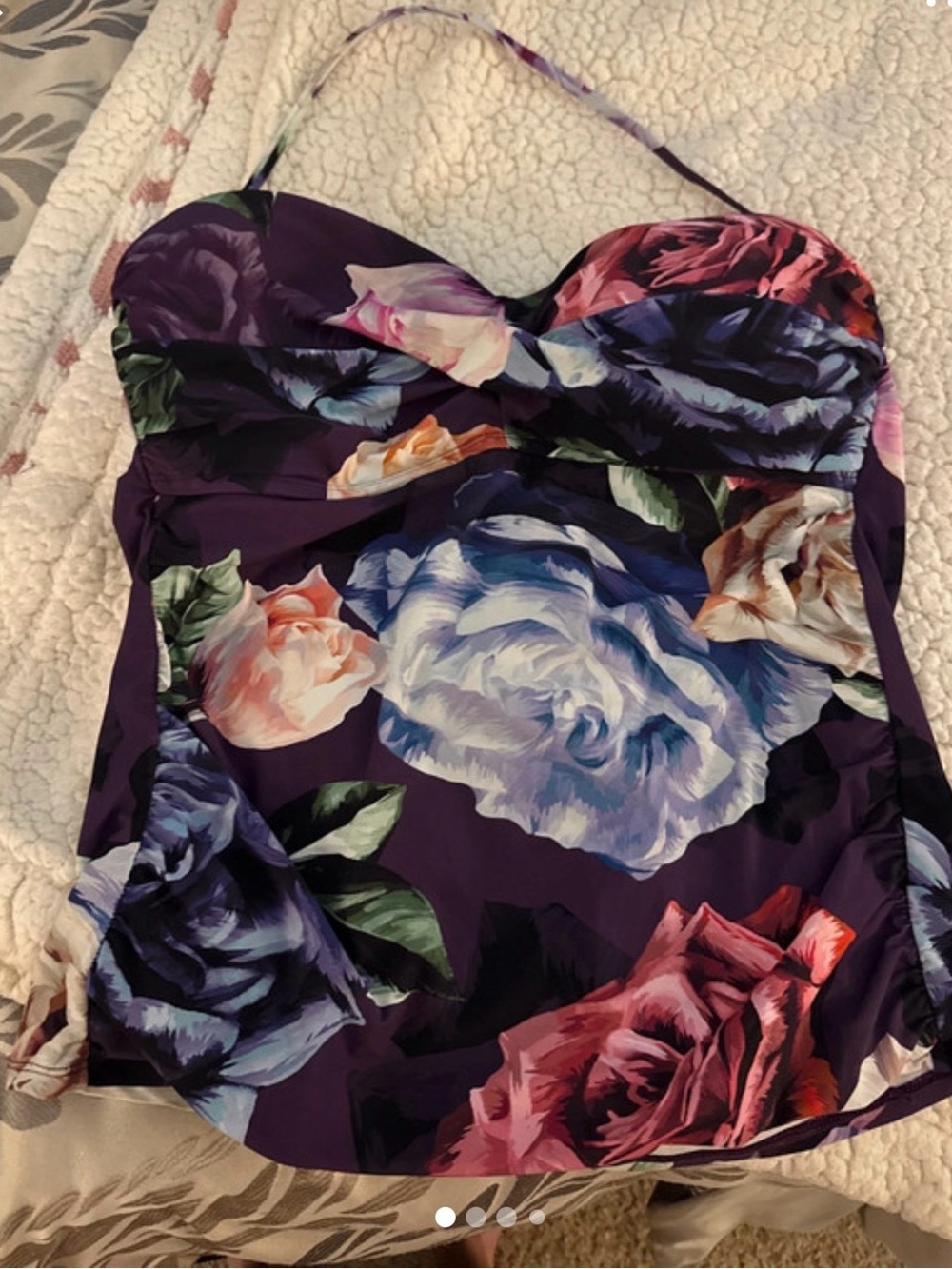 La Blanca Floral Purple Bandeau Swim Top